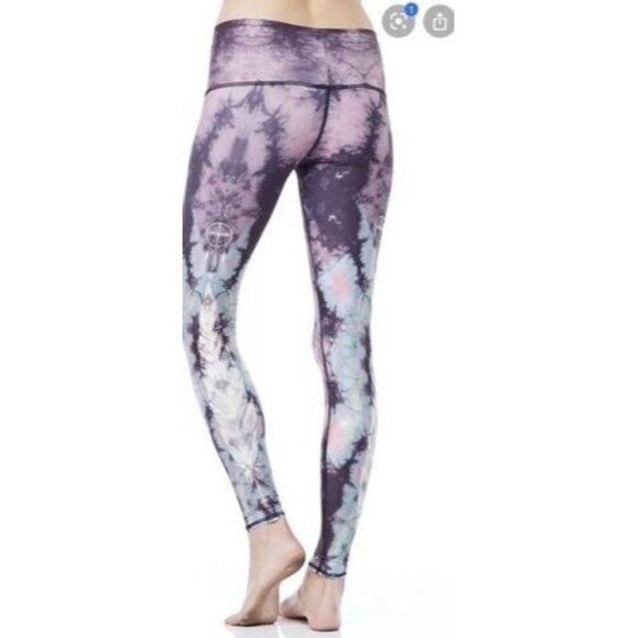 teeki Pants - Teeki Eagle Feather Dreamcatcher Tie Dye Workout Yoga Leggings Multicolor XS